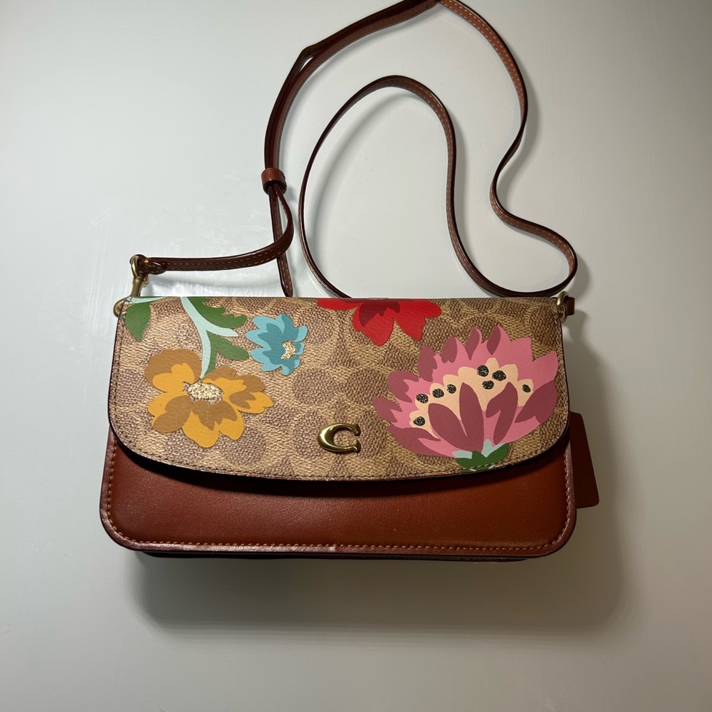 Coach Floral Signature Crossbody Bag - Brown/Pink/Yellow/Blue/Red/Green